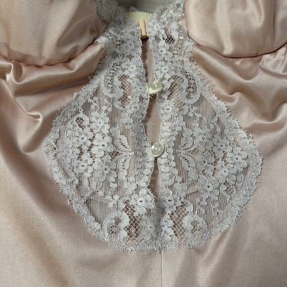 Vintage Henson Kickernick Teddy Romper Peach Satin Lace 1970s Lingerie Bridal - Picture 3 of 9